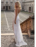 Ivory Beaded Lace Slit Wedding Dress